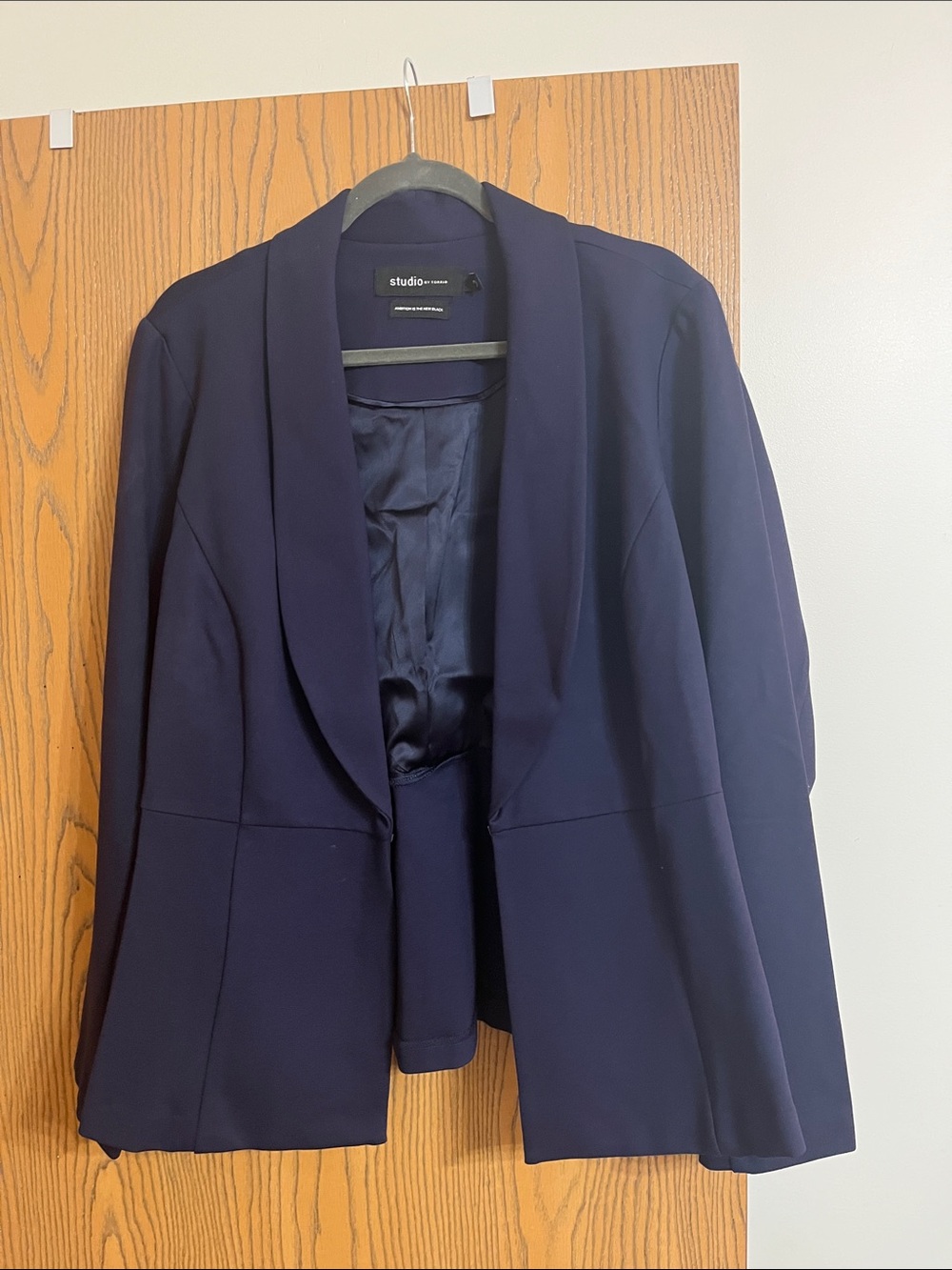 Studio Navy Shawl-Collar Ponte Blazer